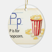 Een letter P voor popcorn Keramisch Ornament (Links)