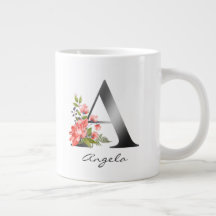 Een Letter Silver Monogram Bloemrood Paarse Groen