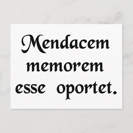 Een leugenaar heeft een goed geheugen nodig. briefkaart (Voorkant)