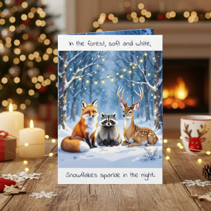 Een leuk bosdieren feestelijk Kerstgedicht Kaart