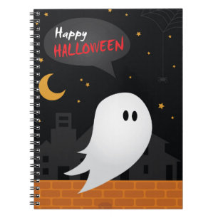 Een leuk en mooi spookbeeld in de nacht van de sta notitieboek