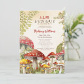 Een leuk 'fun guy' baby shower uitnodiging | Bos (Staand voorkant)
