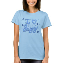 Een leuk 'Ik hou van Jazz' T-shirt