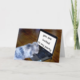 Een leuk konijnenfeest uitnodigen kaart