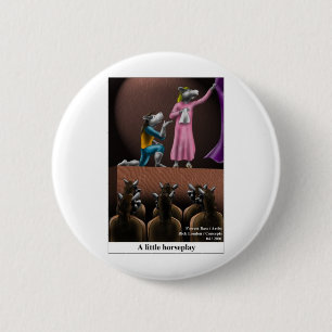 Een leuk paard speelt grappige paardentekenfilm ca ronde button 5,7 cm