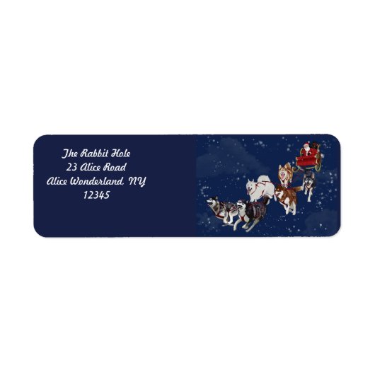 Een leuk pak husky's trekken Santa's slee Etiket (Voorkant)
