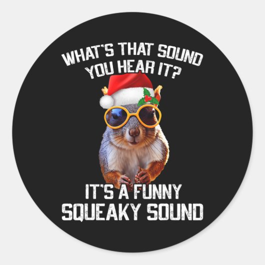 Een leuk piepend geluid kerst eekhoorn Xmas Ronde Sticker (Voorkant)