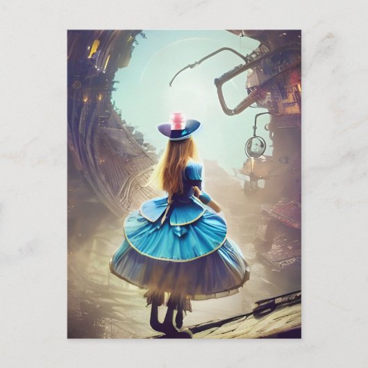 Een leuk portaal Alice steampunk AI genereerde kun Briefkaart (Voorkant)