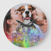 Een leuk regenboogbubbelthema Voeg je eigen Afbeel Grote Klok (Voorkant)
