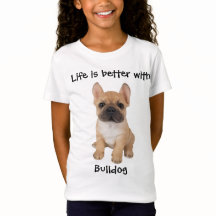 Een leuk T-shirt met bulldog en leuke tekst erop