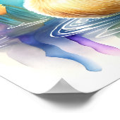 Een leuke Baby eend zwemmen in een vijver Poster (Hoek)