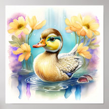 Een leuke Baby eend zwemmen in een vijver