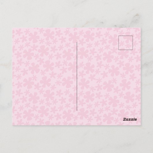 Een leuke babyfoto roze bloem verjaardagsuitnodigi briefkaart (Achterkant)