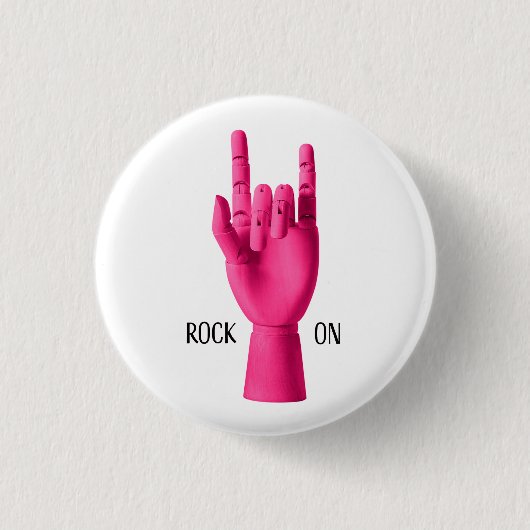 Een leuke badge. Rock On! Ronde Button 3,2 Cm (Voorkant)