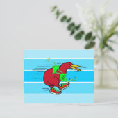 Een leuke cartoon Kiwi hardloopschoenen Briefkaart (Staand voorkant)
