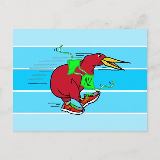 Een leuke cartoon Kiwi hardloopschoenen Briefkaart (Voorkant)