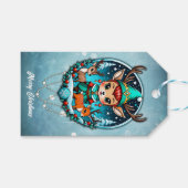 Een leuke cartoon stijl rendier elf cadeaulabel (Voorkant (Horizontaal))