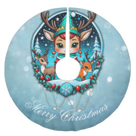 Een leuke cartoon stijl rendier elf kerstboom rok