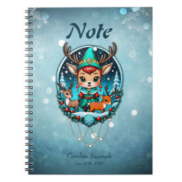 Een leuke cartoon stijl rendier elf notitieboek