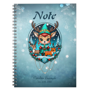 Een leuke cartoon stijl rendier elf notitieboek