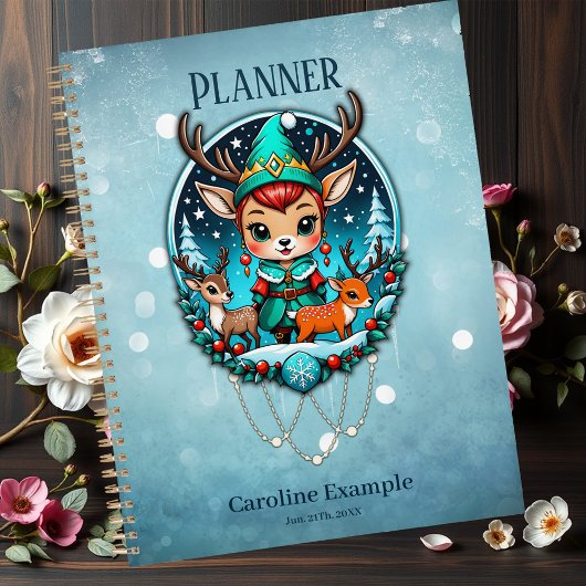 Een leuke cartoon stijl rendier elf planner