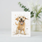 Een leuke cartoon stijl Yellow Labrador Briefkaart (Staand voorkant)