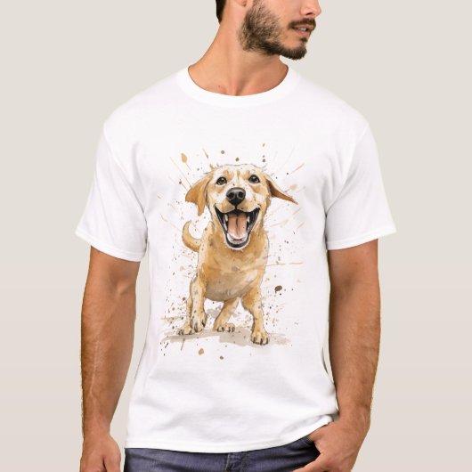 Een leuke cartoon stijl Yellow Labrador T-shirt (Voorkant)