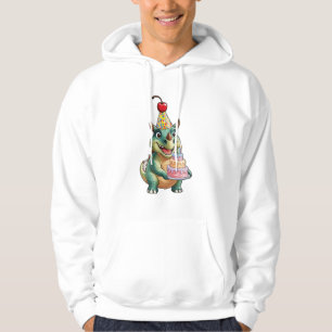 Een leuke cartoon Triceratops met een verjaardagsf Hoodie