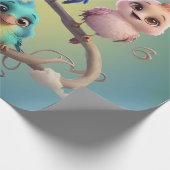 Een leuke cartoon vogelparade in levendige kleuren cadeaupapier (Hoek)