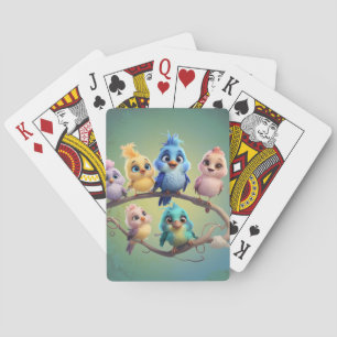 Een leuke cartoon vogelparade in levendige kleuren pokerkaarten