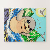 Een leuke cartoon zeehond kinderen legpuzzel (Horizontaal)