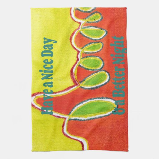 Een leuke dag en een betere nacht olieverfschilder theedoek (Verticaal)