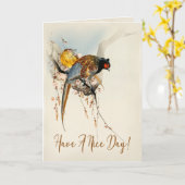 Een leuke dag Japanse  fazant Kaart (Gele Bloem)