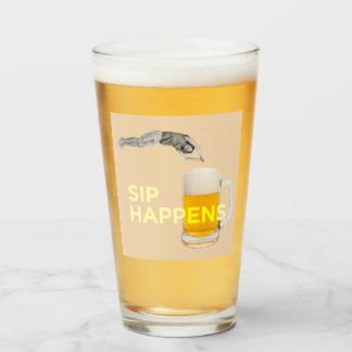 Een leuke en eigenzinnige “Sip Happens” pintglas Glas