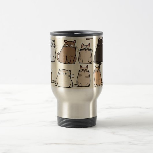 Een leuke en grillige Schattigee Cat Design Travel Reisbeker (Center)