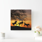 Een leuke en slimme Horse Clock Vierkante Klok (Huis)