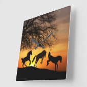 Een leuke en slimme Horse Clock Vierkante Klok (Hoek)