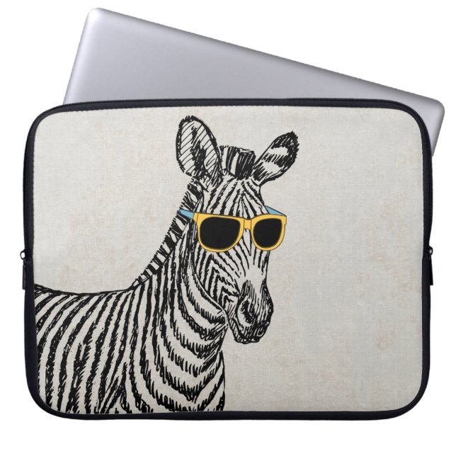 Een leuke grappige schets met een trendy bril. laptop sleeve (Voorkant)