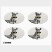 Een leuke grappige schets met een trendy bril. ovale sticker (Vel)