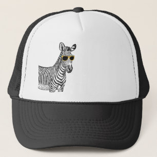 Een leuke grappige schets met een trendy bril. trucker pet
