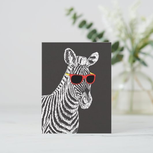 Een leuke, grappige, witte schets met een bril briefkaart (Staand voorkant)