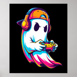 Een leuke Halloween Ghost Gamer Poster