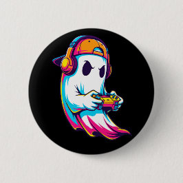 Een leuke Halloween Ghost Gamer Ronde Button 5,7 Cm