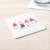 Een leuke kat met gnoompet voor kerstmis. kartonnen onderzetters (Schuin)