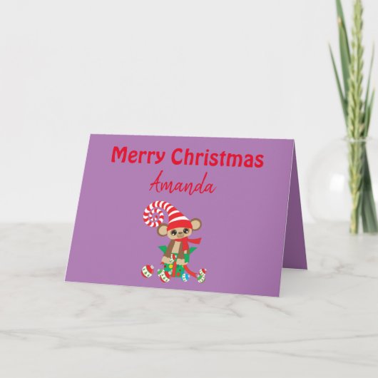 Een leuke Kerstkaart Safari Aap Kaart (Voorkant)