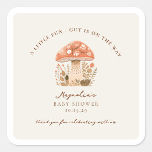 Een leuke kleine vent is op komst Baby Shower Vierkante Sticker