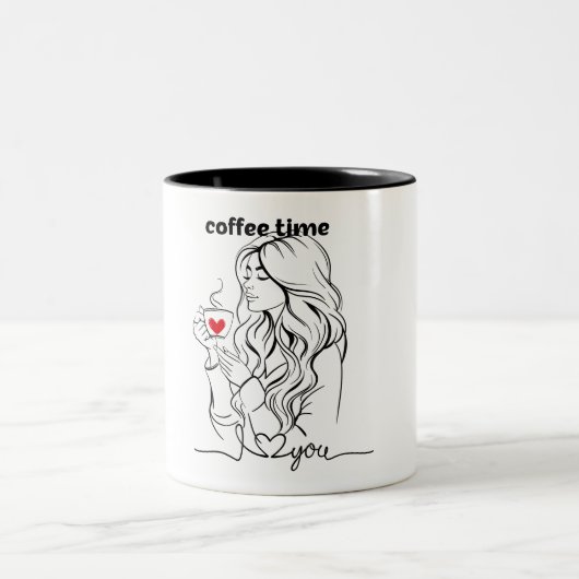 Een leuke koffie tijd tweekleurige koffiemok (Center)