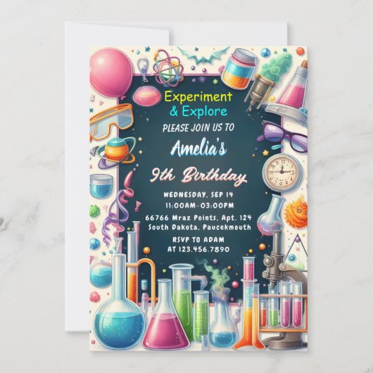 Een leuke lab Kinder Geek Nerd Mad Science 9e Verj Kaart (Voorkant)