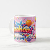 Een leuke mok met "Woohoo" (Voorkant links)