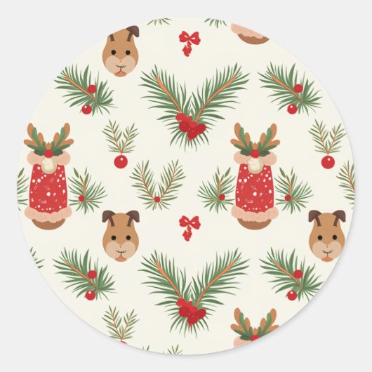 Een leuke Rudolph en kerst Ronde Sticker (Voorkant)